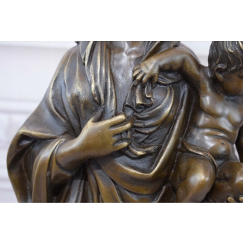 Matka Boska Maryja z Dzieciątkiem Jezus - Figura Rzeźba z Brązu Mitologia