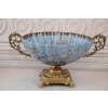 Niebieska Porcelanowa Patera - Porcelana + Brąz - Kolorowe Kwiaty - Ozdoba