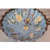 Niebieska Porcelanowa Patera - Porcelana + Brąz - Kolorowe Kwiaty - Ozdoba