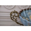 Niebieska Porcelanowa Patera - Porcelana + Brąz - Kolorowe Kwiaty - Ozdoba