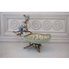 Zielona Porcelanowa Patera - Ptaki na Gałęzi - Porcelana + Brąz - Ozdoba