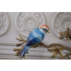 Zielona Porcelanowa Patera - Ptaki na Gałęzi - Porcelana + Brąz - Ozdoba