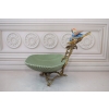 Zielona Porcelanowa Patera - Ptaki na Gałęzi - Porcelana + Brąz - Ozdoba