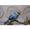 Zielona Porcelanowa Patera - Ptaki na Gałęzi - Porcelana + Brąz - Ozdoba