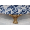 Niebieska Porcelanowa Patera - Ptaki i Kwiaty - Porcelana + Brąz - Ozdoba