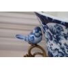 Niebieska Porcelanowa Patera - Ptaki i Kwiaty - Porcelana + Brąz - Ozdoba