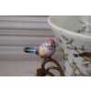 Biała Porcelanowa Patera - Ptaki i Kwiaty - Porcelana + Brąz - Ozdoba