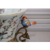 Biała Porcelanowa Patera - Ptaki i Kwiaty - Porcelana + Brąz - Ozdoba