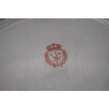 Biała Porcelanowa Patera - Ptaki i Kwiaty - Porcelana + Brąz - Ozdoba