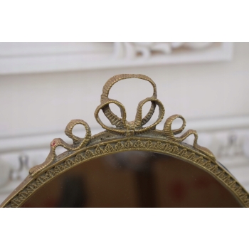 Okrągłe Lustro z Brązu + Malachit - Motyw Ryb - Obracane - Secesja