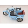 Metalowy Model Motor Motocykl z przyczepą niebieski - Model Kolekcjonerski