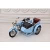 Metalowy Model Motor Motocykl z przyczepą niebieski - Model Kolekcjonerski