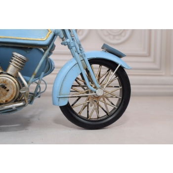 Metalowy Model Motor Motocykl z przyczepą niebieski - Model Kolekcjonerski