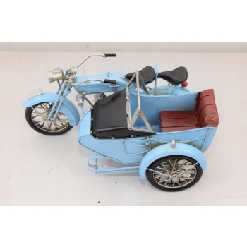 Metalowy Model Motor Motocykl z przyczepą niebieski - Model Kolekcjonerski