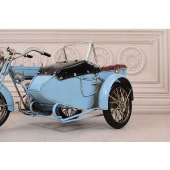 Metalowy Model Motor Motocykl z przyczepą niebieski - Model Kolekcjonerski