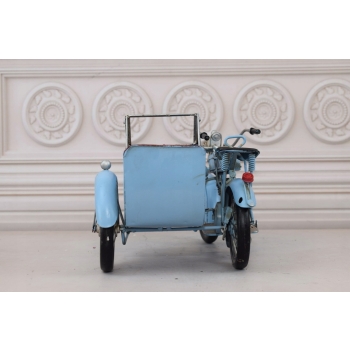 Metalowy Model Motor Motocykl z przyczepą niebieski - Model Kolekcjonerski