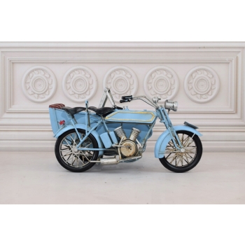 Metalowy Model Motor Motocykl z przyczepą niebieski - Model Kolekcjonerski