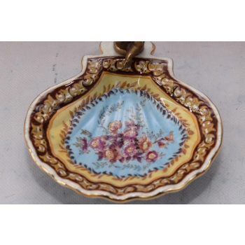 Porcelanowa Mini Patera - Mydelniczka - Porcelana + Figura z Brązu Amor