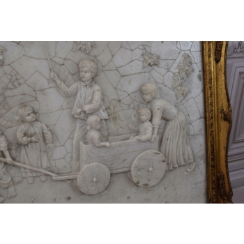 OBRAZ ZŁOTA RAMA - ALABASTER SCENA LATA 20 RODZINA - Wieś - Ozdoba