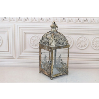 Lampion Latarnia na Świece - Liście - Vintage - Lampa Dekoracja Ozdoba
