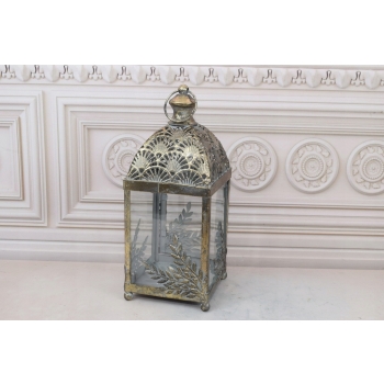 Lampion Latarnia na Świece - Liście - Vintage - Lampa Dekoracja Ozdoba