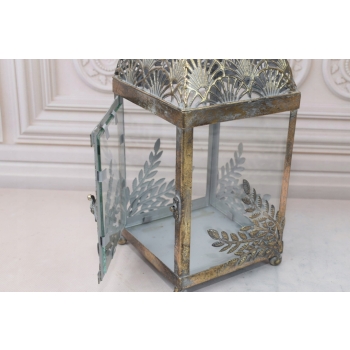 Lampion Latarnia na Świece - Liście - Vintage - Lampa Dekoracja Ozdoba