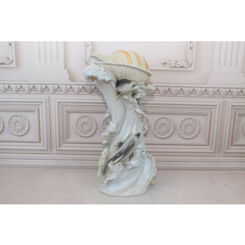 Morski Biały Wazon - Waza - Porcelana - Muszle Delfiny - Dekoracja - Sygn