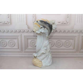 Morski Biały Wazon - Waza - Porcelana - Muszle Delfiny - Dekoracja - Sygn