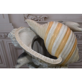 Morski Biały Wazon - Waza - Porcelana - Muszle Delfiny - Dekoracja - Sygn