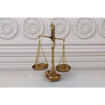 Waga Szalkowa z Mosiądzu - Mosiądz - Waga Jubilerska z Odważnikami Ozdoba