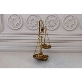 Waga Szalkowa z Mosiądzu - Mosiądz - Waga Jubilerska z Odważnikami Ozdoba