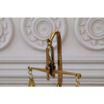 Waga Szalkowa z Mosiądzu - Mosiądz - Waga Jubilerska z Odważnikami Ozdoba