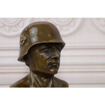 Popiersie Żołnierza - Figura Rzeźba z Brązu - Wojna Wojsko Armia - Ozdoba