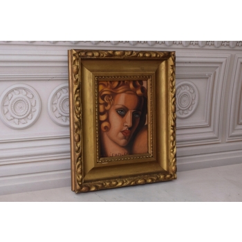 TAMARA De Łempicka - Portret Kobiety - Art Deco - Stary Obraz Olejny