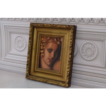 TAMARA De Łempicka - Portret Kobiety - Art Deco - Stary Obraz Olejny