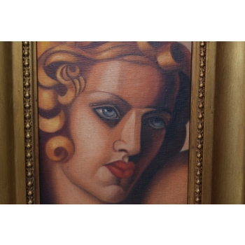 TAMARA De Łempicka - Portret Kobiety - Art Deco - Stary Obraz Olejny
