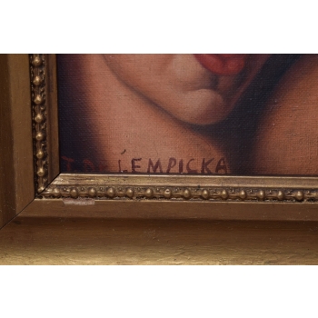 TAMARA De Łempicka - Portret Kobiety - Art Deco - Stary Obraz Olejny