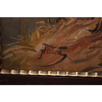 J. Fałat - Trzy Bażanty Kuropatwy - Las Natura - Stary Obraz Olejny