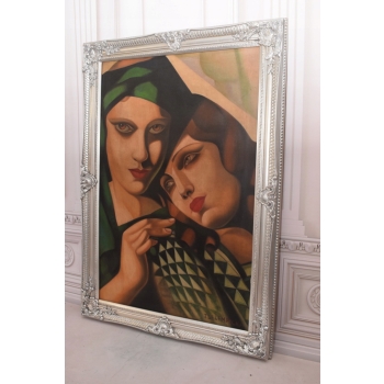 TAMARA De Łempicka - Zielony Turban - Dwie Kobiety - Stary Obraz Olejny