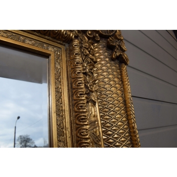 Pałacowe Złote Lustro Piękna Rama z Francji - Kryształ Faza 218 x 130 cm