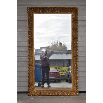 Pałacowe Złote Lustro Piękna Rama z Francji - Kryształ Faza 213 x 122 cm