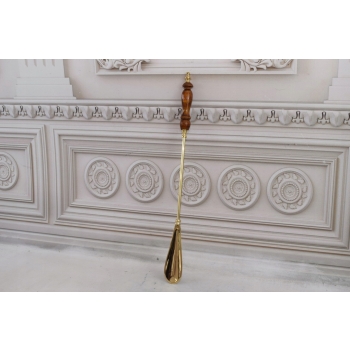 Stylowa Łyżka do Butów - Mosiądz + Drewno - Złota 48 cm