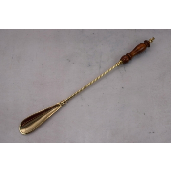 Stylowa Łyżka do Butów - Mosiądz + Drewno - Złota 48 cm