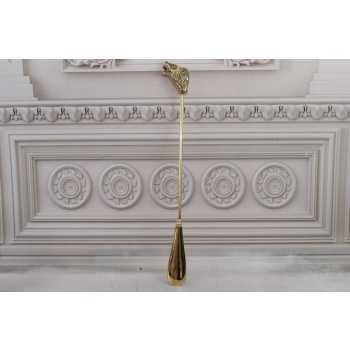 Stylowa Łyżka do Butów - Głowa Lwa - Mosiądz - Złota 48 cm