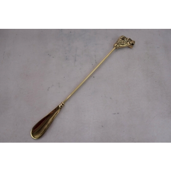 Stylowa Łyżka do Butów - Głowa Lwa - Mosiądz - Złota 48 cm
