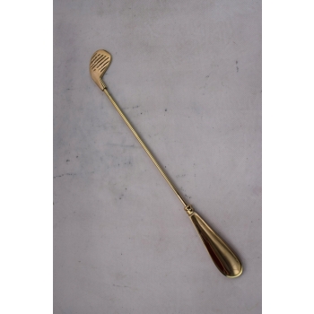 Stylowa Łyżka do Butów - Kij Golfowy - Golf Golfista - Mosiądz - Złota 48cm