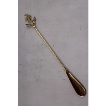 Stylowa Łyżka do Butów - Kotwica Marynistyka - Mosiądz - Złota 48 cm