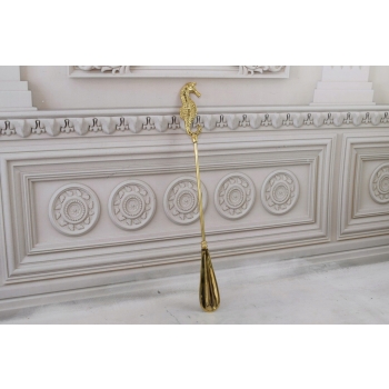 Stylowa Łyżka do Butów - Konik Morski - Mosiądz - Złota 46 cm