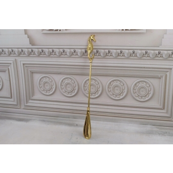 Stylowa Łyżka do Butów - Konik Morski - Mosiądz - Złota 46 cm