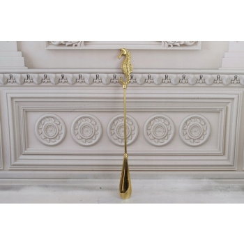 Stylowa Łyżka do Butów - Konik Morski - Mosiądz - Złota 46 cm